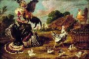 Paul de Vos The fight between a turkey and a rooster USA oil painting artist